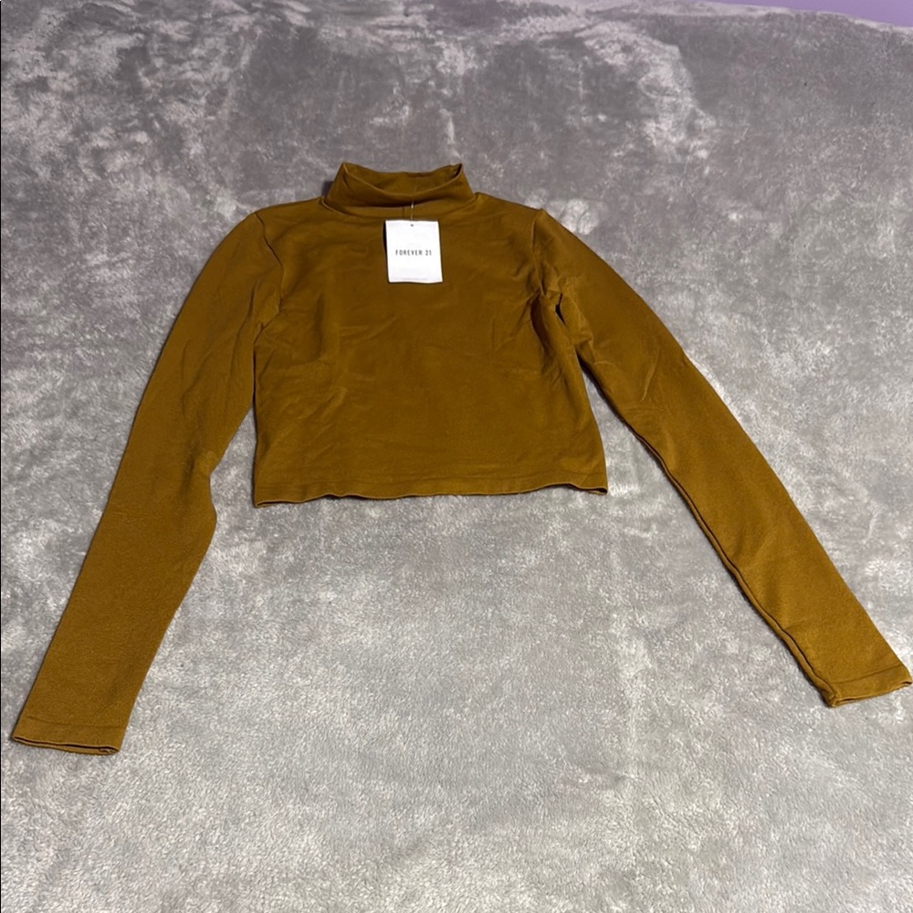 Forever 21 Mustard Long Sleeve Crop Top